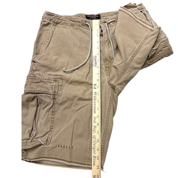 Abercrombie Fitch Cargo Shorts Mens Sz 30 Brown Cavas Distressed Raw Hem *READ* - Picture 8 of 8
